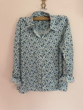 White Stag Blue and White Floral Button-Down Shirt